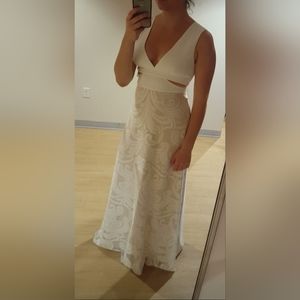 BCBGMaxAzria Marilyne Swirl Lace Cutout Gown